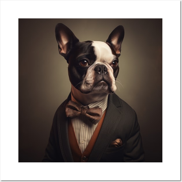 Boston Terrier Dog in Suit Wall Art by Merchgard